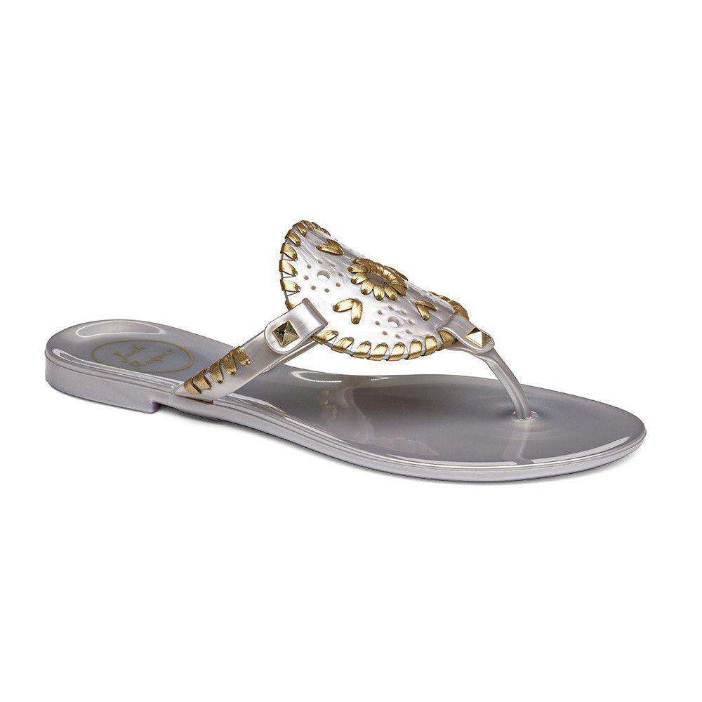 Jack Rogers Georgica Jelly Sandal in Silver and Gold Country