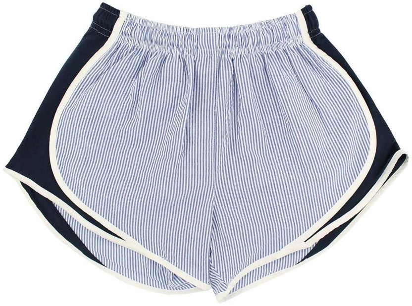 Lauren James Shorties Shorts In Navy Seersucker – Country Club Prep