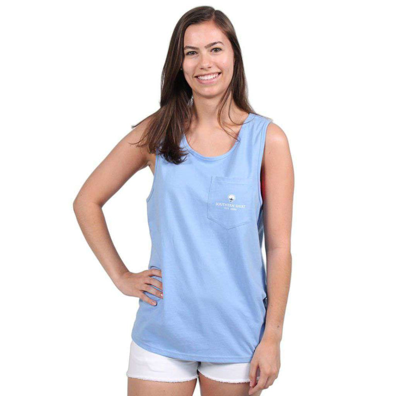 American Twine Pocket Tank Top in Maui Blue by The Southern Shirt Co. - Country Club Prep