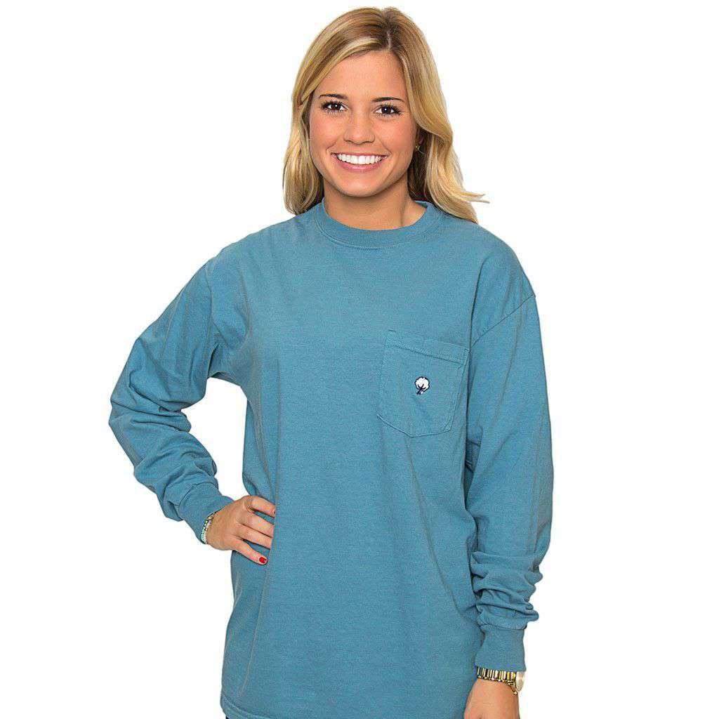 Southern Shirt Company Embroidered Long Sleeve Tee in Twilight