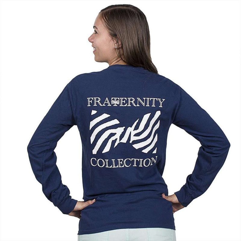 Long Sleeve Pocket Tee Shirt in Dark Navy by The Frat Collection - Country Club Prep