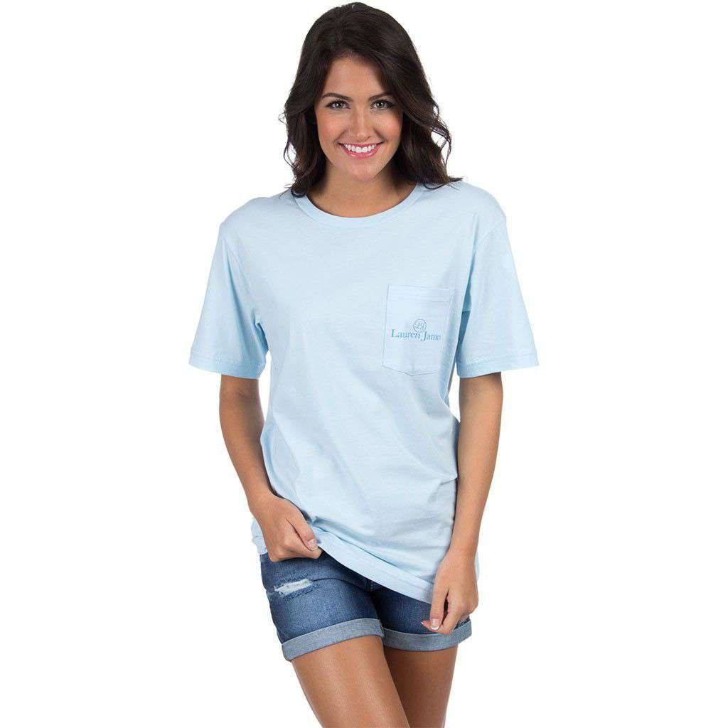 Pawsitively Preppy Tee in Light Blue by Lauren James - Country Club Prep