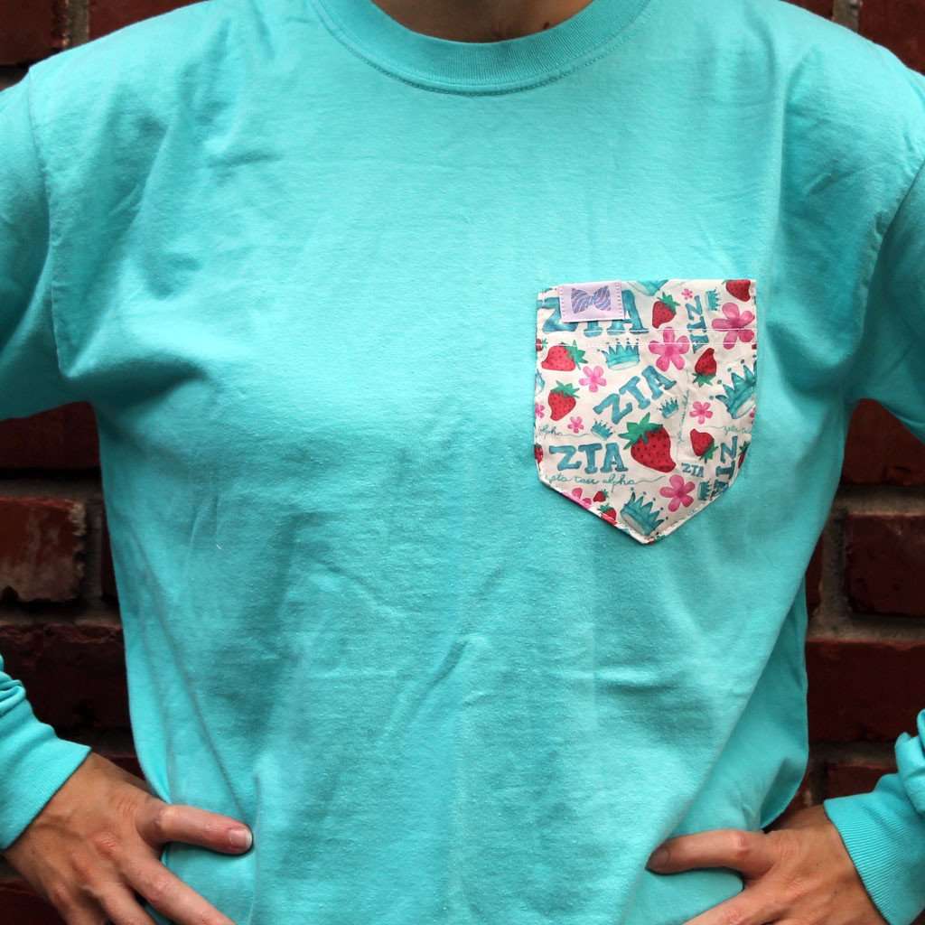 the Frat Collection Zeta Tau Alpha Long Sleeve Tee Shirt in Lagoon Blue ...